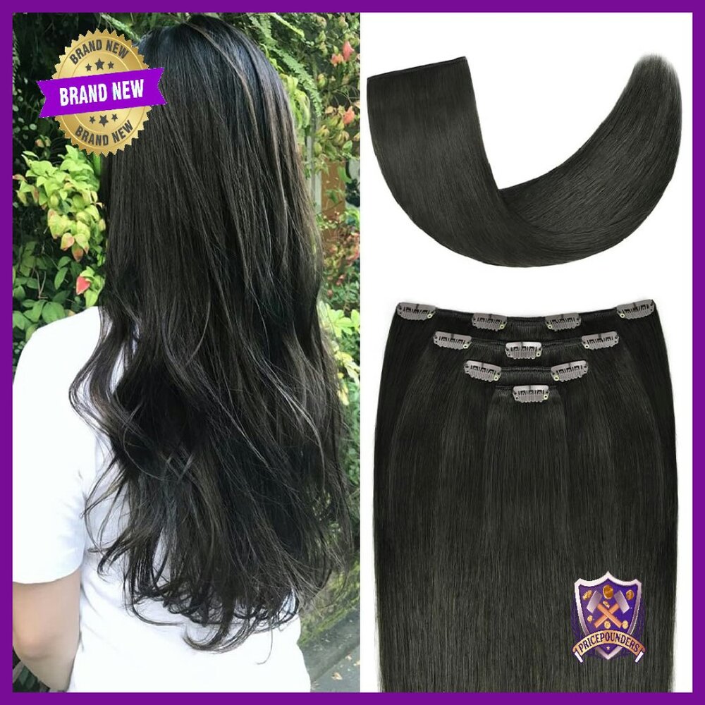 12" Clip In Hair Extensions Remy Human Hair Silky Straight 50g
